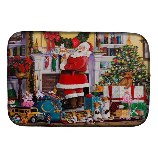 Carolines Treasures Carolines Treasures PJH3003DDM 14 x 21 in. Santa Claus Placing the Presents Dish Drying Mat PJH3003DDM - main